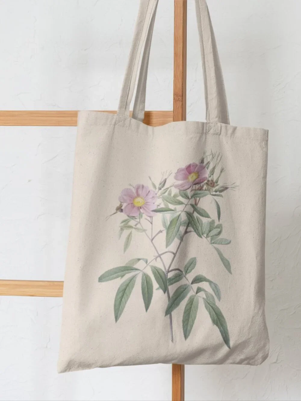Willowleaf Rose Vintage Floral Print Graphic Canvas Tote Bag